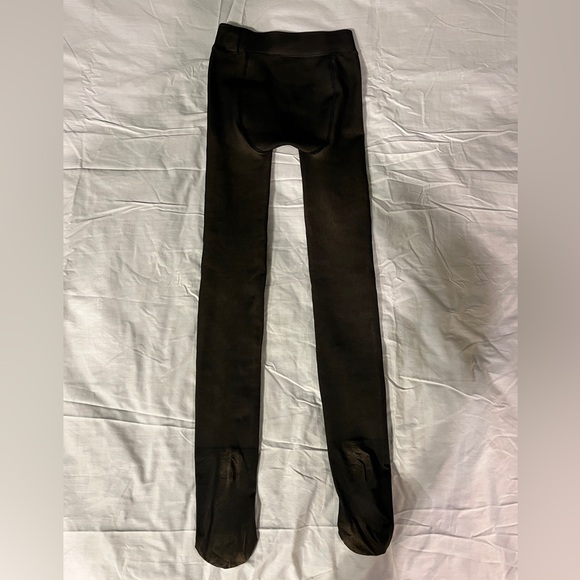 Black Sheer Fleece-Lined Tights, Size XS - Picture 3 of 8